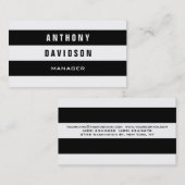 Trendy Muster White Black Striping Business Card Visitenkarte (Vorne/Hinten)