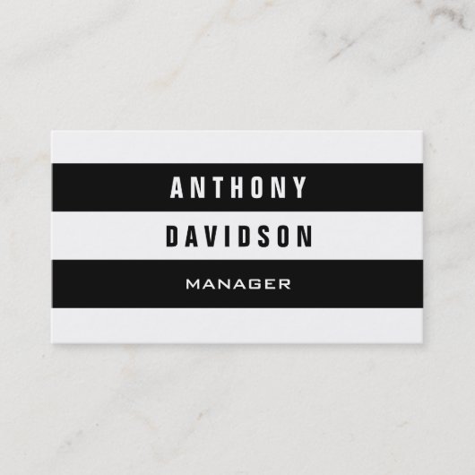 Trendy Muster White Black Striping Business Card Visitenkarte (Vorderseite)