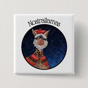 Trendy Mystical Nostradamus Llama Pun Halloween Button