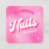 Trendy Nail Artist Girly Pink Groovy Nails Salon Quadratische Visitenkarte (Vorderseite)