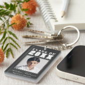 Trendy Name Class of Charcoal Gray Graduate Foto Schlüsselanhänger (Vorderseite rechts)