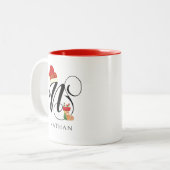 Trendy Name Modern Initial Letter N Winter Holiday Zweifarbige Tasse (Vorderseite Links)