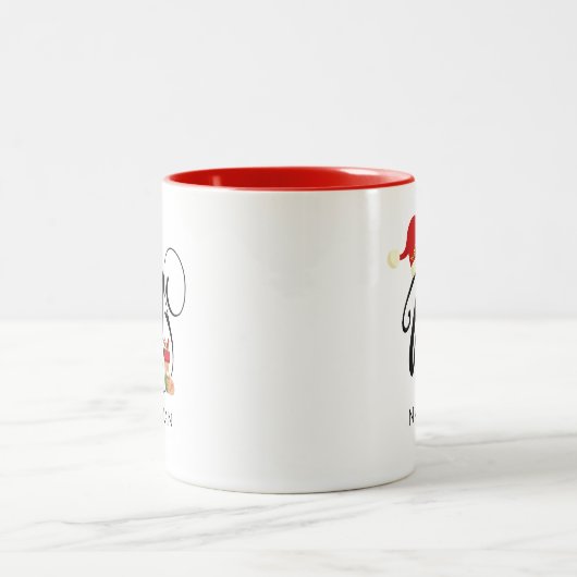 Trendy Name Modern Initial Letter N Winter Holiday Zweifarbige Tasse (Mittel)