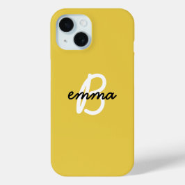 Trendy Name | Senf Yellow Modern Initial Case-Mate iPhone Hülle