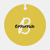 Trendy Name | Senf Yellow Modern Initial Ornament Aus Metall (Rückseite)