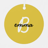 Trendy Name | Senf Yellow Modern Initial Ornament Aus Metall (Vorderseite)