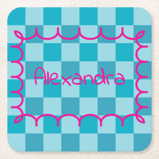 Trendy Name Template Sticker Rechteckiger Pappuntersetzer