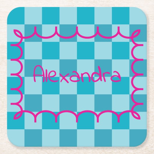 Trendy Name Template Sticker Rechteckiger Pappuntersetzer (Vorderseite)