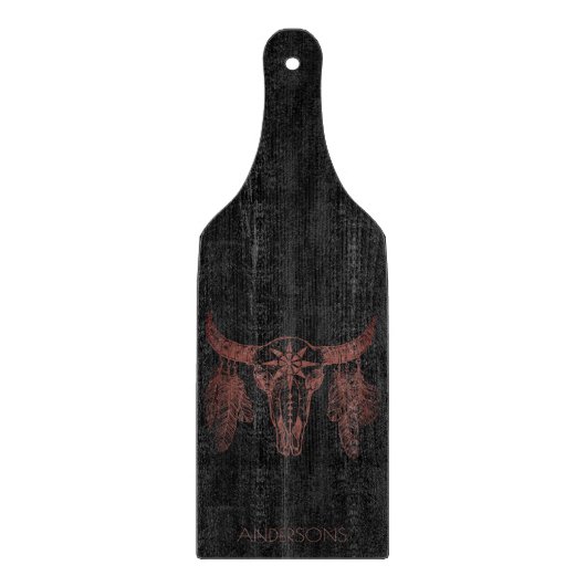 Trendy Native Buffalo Feathers Black Wood Schneidebrett (Vorderseite)