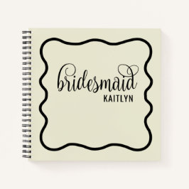 Trendy Natural und Black Retro Bridesmaid Notizblock