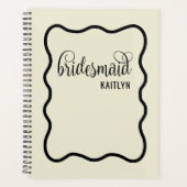 Trendy Natural und Black Retro Bridesmaid Planer (Vorderseite)