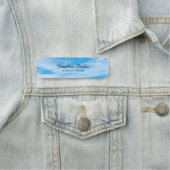 Trendy Nature Blue Sky Clouds Handskriptvorlage Namensschild (Beispiel)