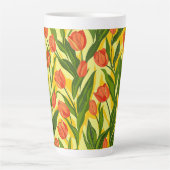 Trendy Nature Floral Garden Summer Pattern Tulip Milchtasse (Vorderseite)