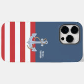Trendy nautical Anchor Monogram mit Stripes Marine Case-Mate iPhone Hülle (Rückseite (Horizontal))