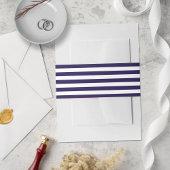 Trendy Nautical Navy Blue & White Stripe Wedding Einladungsbanderole