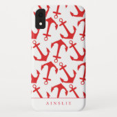 Trendy Nautical Red Anchor Pattern Case-Mate iPhone Hülle (Rückseite)