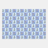 Trendy Nautical Sea Anchor Boating Blue Stripes Geschenkpapier Set (Vorderseite 3)