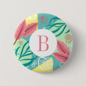 Trendy Nautical Seashells Seaweed | Monogramm Button (Vorderseite)
