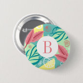 Trendy Nautical Seashells Seaweed | Monogramm Button (Vorne & Hinten)