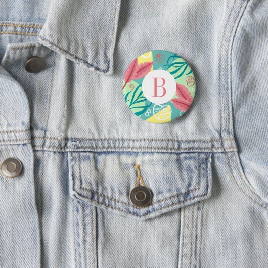 Trendy Nautical Seashells Seaweed | Monogramm Button (Beispiel)