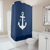 Trendy Navy Blue Anchor Monogram Duschvorhang (Beispiel)