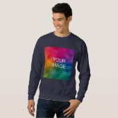 Trendy Navy Blue Custom Add Image Logo Sweatshirt (Vorne ganz)