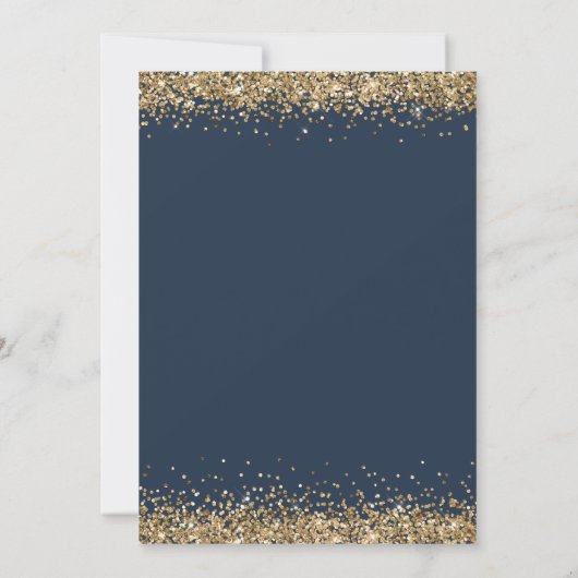 Trendy Navy Blue Gold Glitzer jedes Alter Geburtst Einladung (Rückseite)