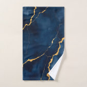 Trendy Navy Blue Gold Marble Collection Badhandtuch Set (Handtuch)