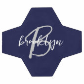 Trendy Navy Blue Gray White Script Monogram Fußball (Flach)