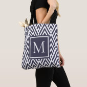 Trendy Navy Blue Monogram Diamond Muster Tasche (Von Nahem)