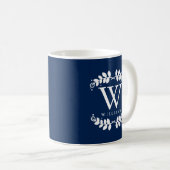 Trendy Navy Blue Monogram Kaffeetasse (VorderseiteRechts)