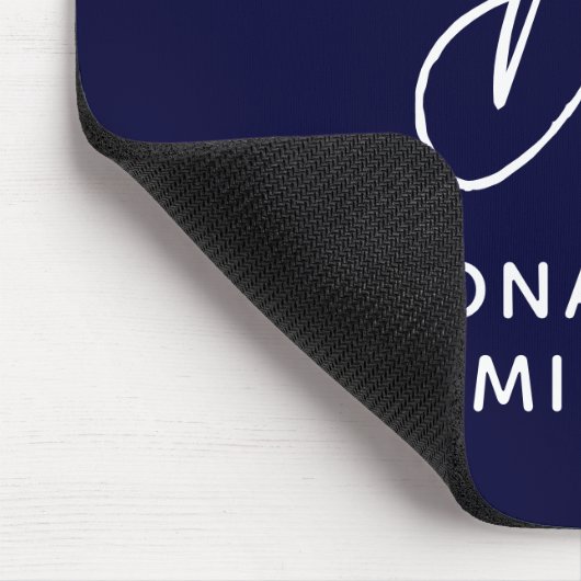 Trendy Navy Blue Monogram Mousepad (Ecke)