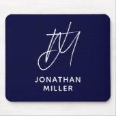 Trendy Navy Blue Monogram Mousepad (Vorne)