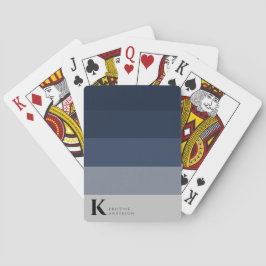Trendy Navy Blue Ombre Gray Classic Monogram Spielkarten