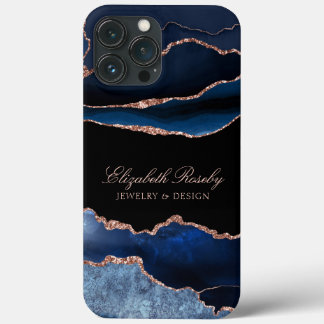 Trendy Navy Blue Rose Gold Black Business Case-Mate iPhone Hülle