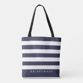 Trendy Navy Blue Stripe Muster Tasche (Rückseite)