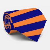 Trendy Navy Blue und Orange Horizontal Streifen Krawatte (Gerollt)