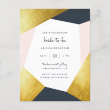 Trendy Navy, Blush & Gold Geometric Brautparty