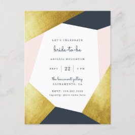 Trendy Navy, Blush & Gold Geometric Brautparty Einladungspostkarte
