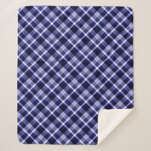 Trendy Navy Kariert Print Medium Sherpa Blanket Sherpadecke