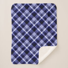 Trendy Navy Kariert Print Small Sherpa Blanket Sherpadecke
