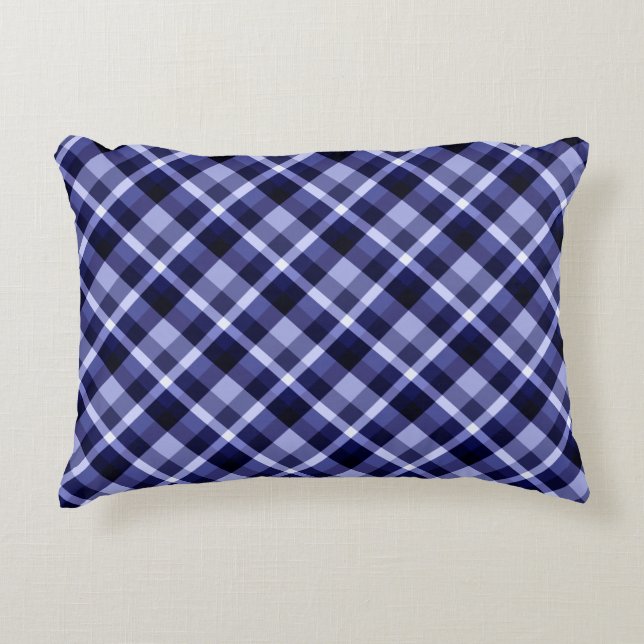 Trendy Navy Kariertes Muster Akzent Pillow Dekokissen (Vorderseite)