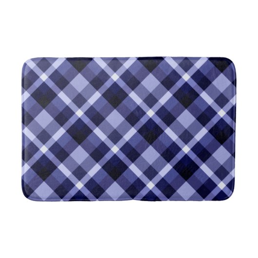 Trendy Navy Kariertes Muster Medium Bath Mat Badematte (Vorderseite)