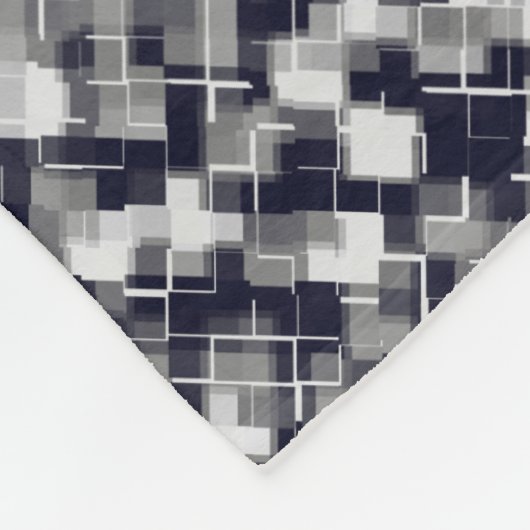 Trendy Navy Schwarz-weiß Grau Abstraktes Muster Fleecedecke (Ecke)