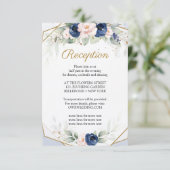 Trendy Navy und Blush Fsuc Gold Empfang Begleitkarte (Stehend Vorderseite)