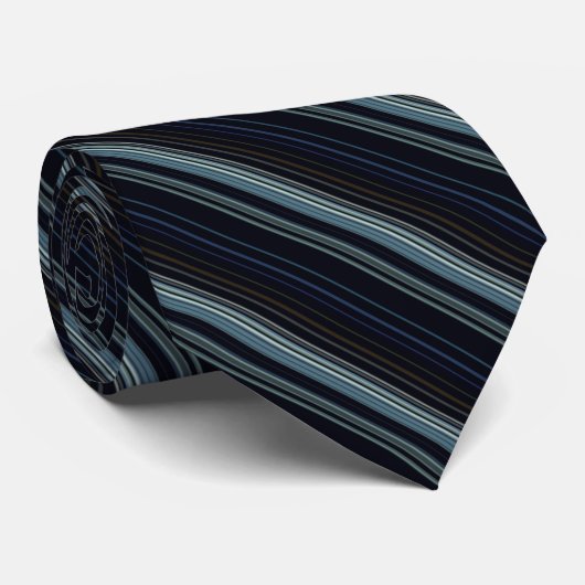 Trendy Navy und Gold Multicolor Stripes Krawatte (Gerollt)