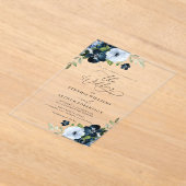 Trendy Navy und hellblaue Hochzeit Acryleinladungen (Ablage )