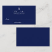 Trendy Navy & White Wedding Platzkarte (Vorne/Hinten)