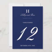 Trendy Navy & White Wedding Tischnummer Cards (Vorderseite)