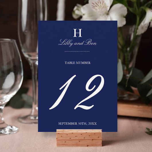 Trendy Navy & White Wedding Tischnummer Cards